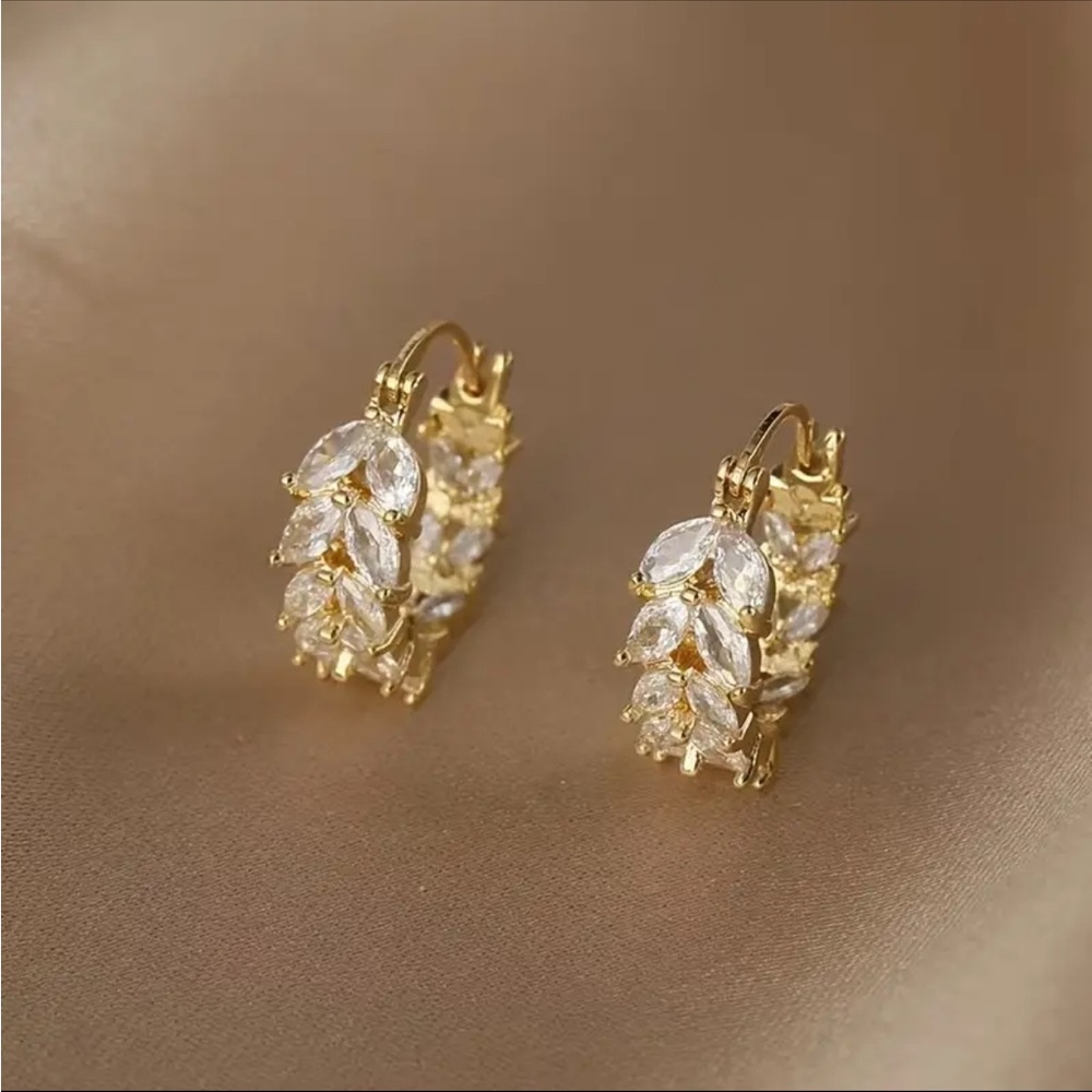 Gold and Silver Leaf Hoop Earrings